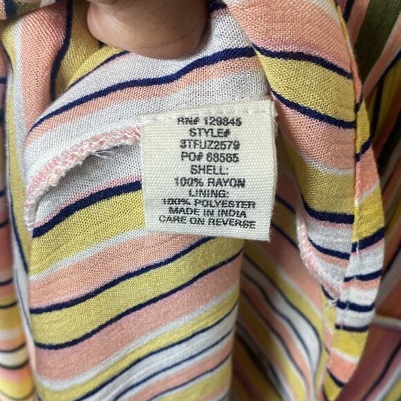 BAILY BLUE Pink Yellow Green White Stripe Sleeveless Maxi Dress Size Large NWT - Picture 10 of 10